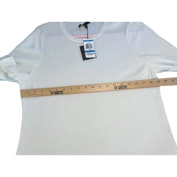 Charter Club Luxury Women's Basic Crew Neck Cashmere Sweater Cream XL Ivory NWT - Picture 9 of 10